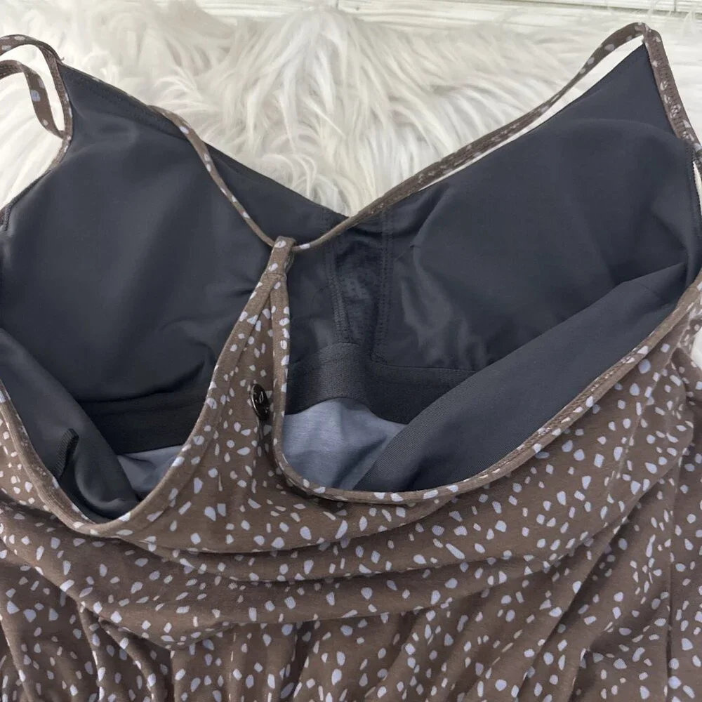 Prana womens XS brown geo pattern strappy hiking dress built in bra - Picture 11 of 13